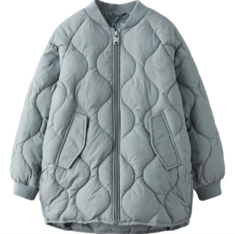 Zara Light Blue Quilted Puffer Jacket